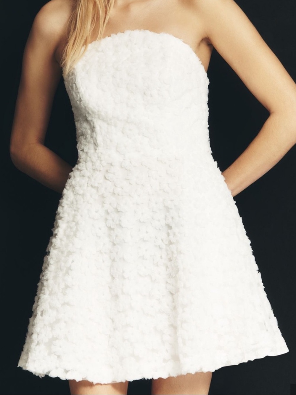 Hutch Patricia Textured Strapless Mini Dress White Bridal Size 2 NWOT